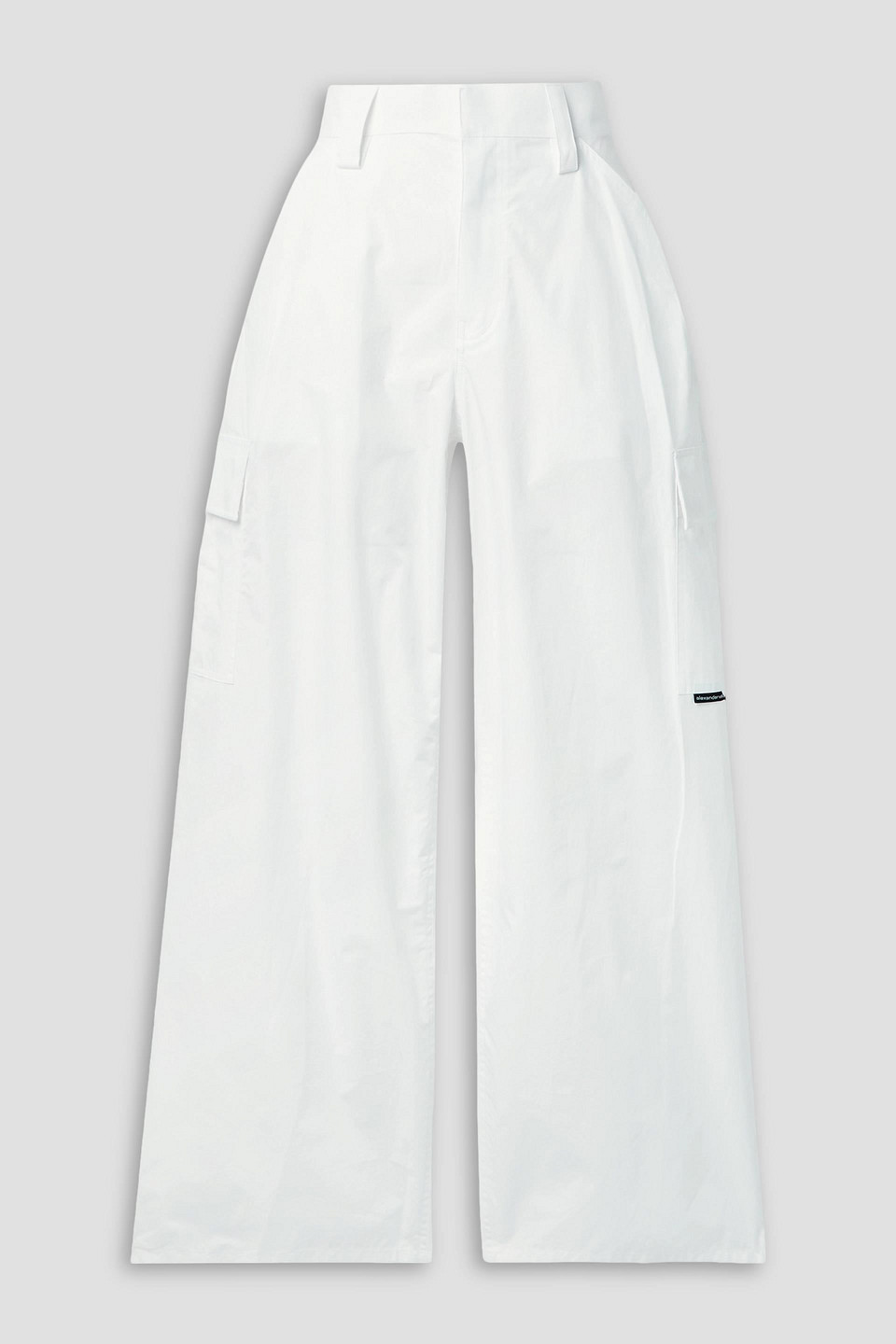 Cotton-poplin wide-leg cargo pants