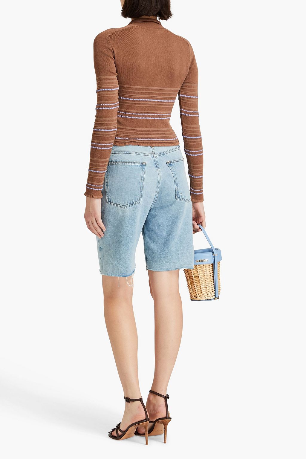JACQUEMUS قميص بولو قصير ومخطط بتصميم محبوك
