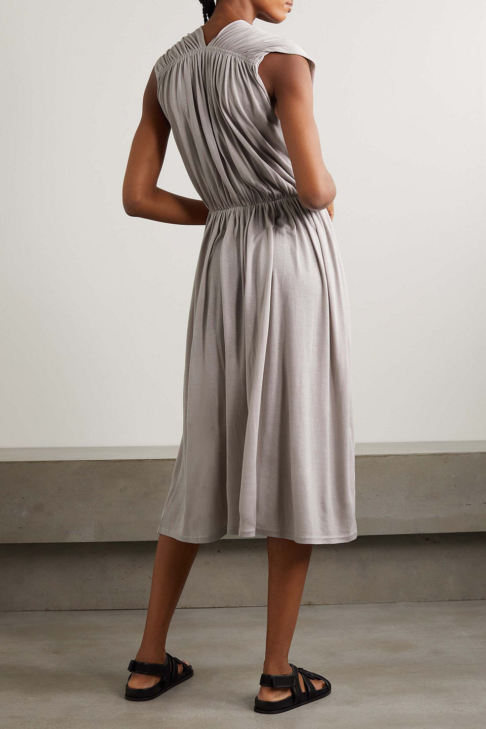 NINETY PERCENT ACRO GATHERED TENCEL™ LYOCELL MIDI DRESS