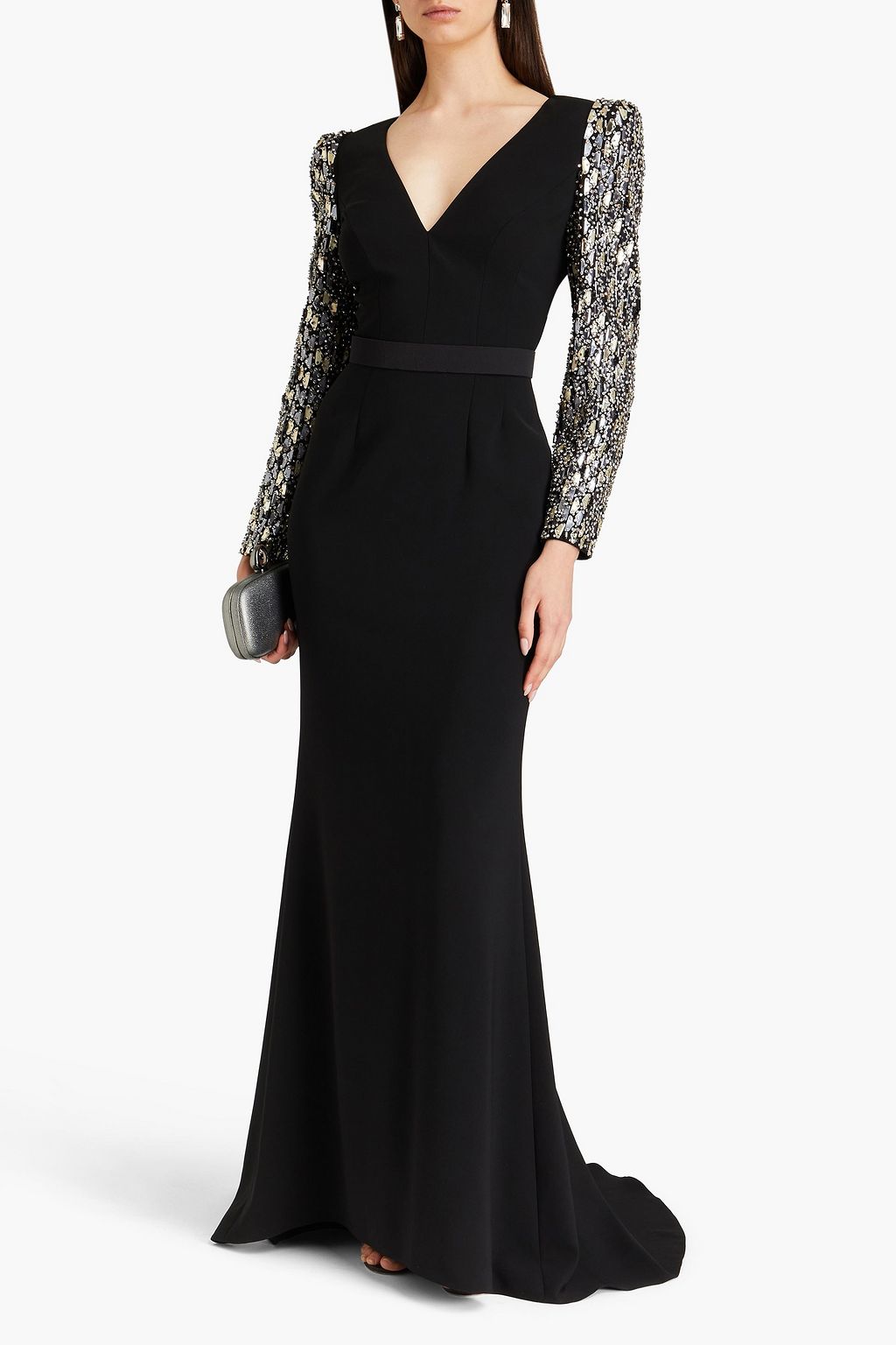 JENNY PACKHAM فستان سهرة من قماش كادي المطاط مزركش