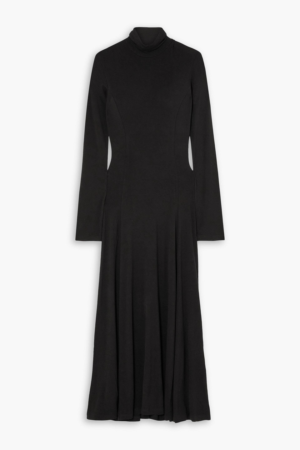 Ninety Percent Brechen Strech-micromodal Turtleneck Midi Dress In Black