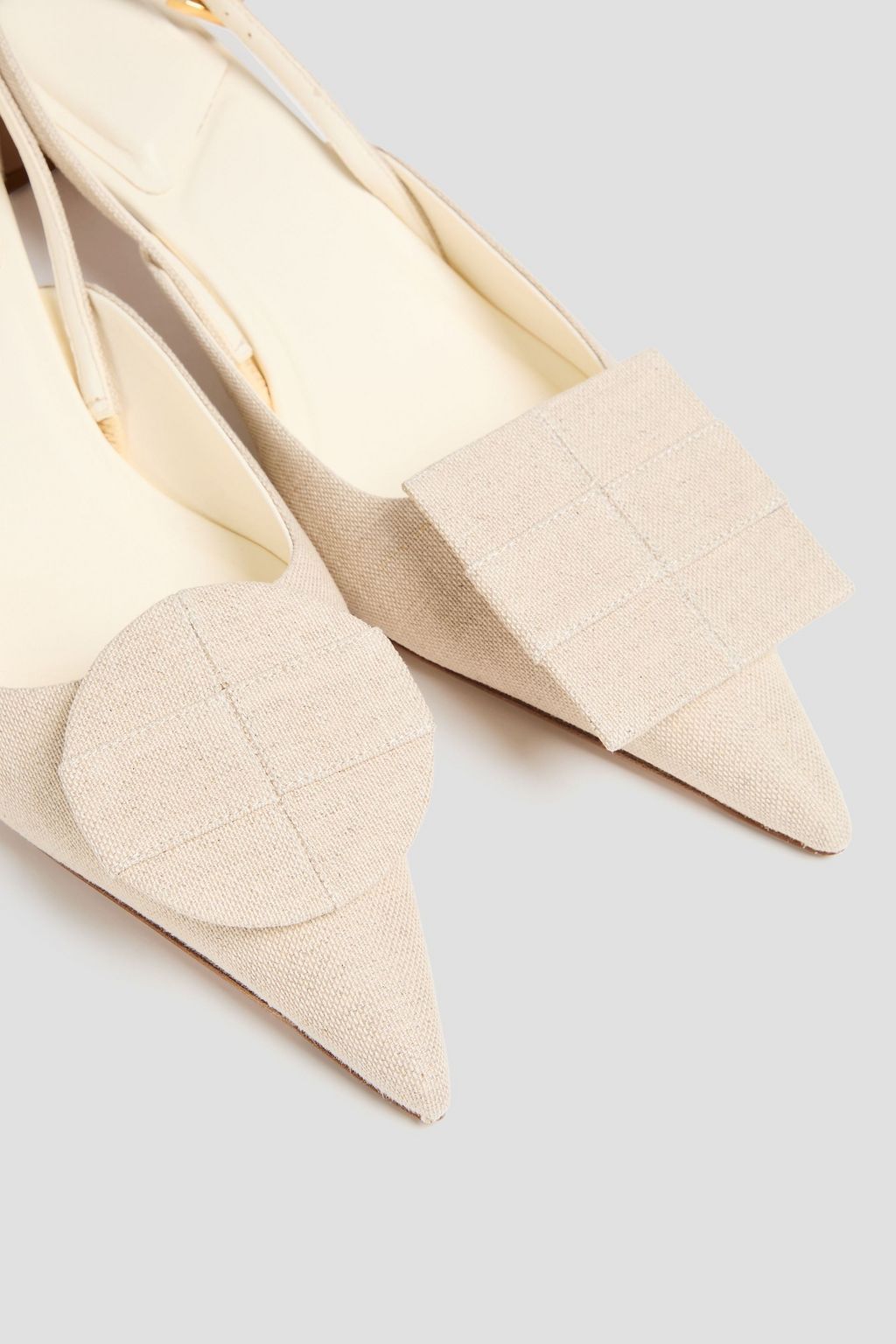 JACQUEMUS Chaussures embellished canvas slingback pumps