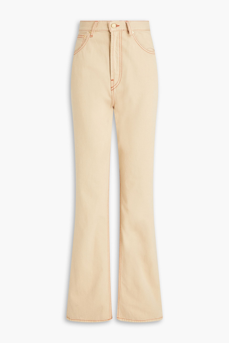Shop Jacquemus Le De Nimes High-rise Bootcut Jeans In Beige
