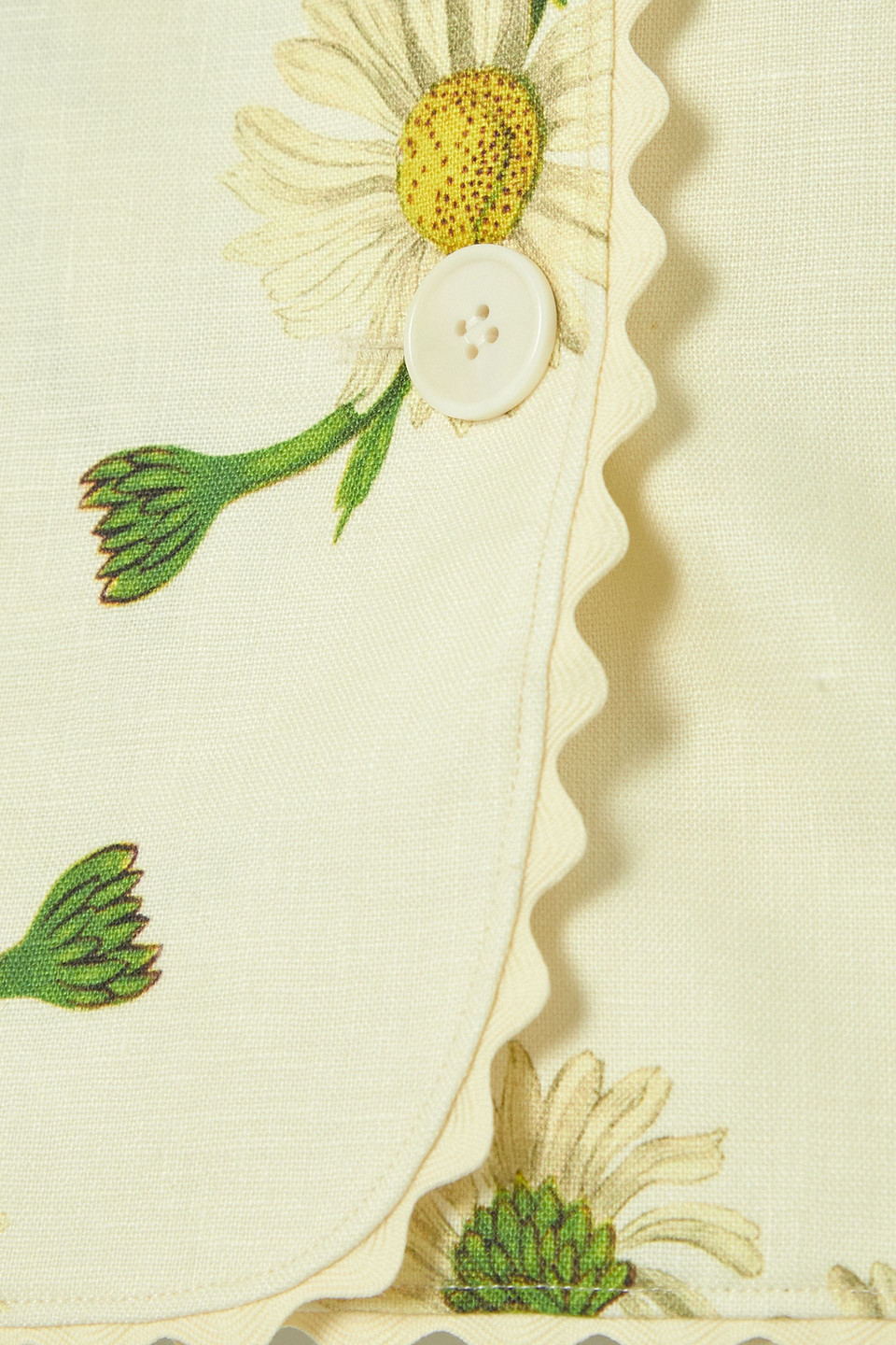 Oroton Field Daisy Wrap-effect Floral-print Linen Skirt In Pastel Yellow