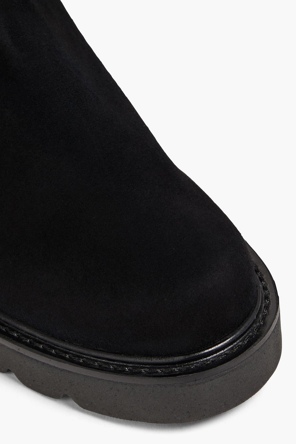 STUART WEITZMAN بوت بطول أعلى الركبة من الشامواه وميكرو ستريتش