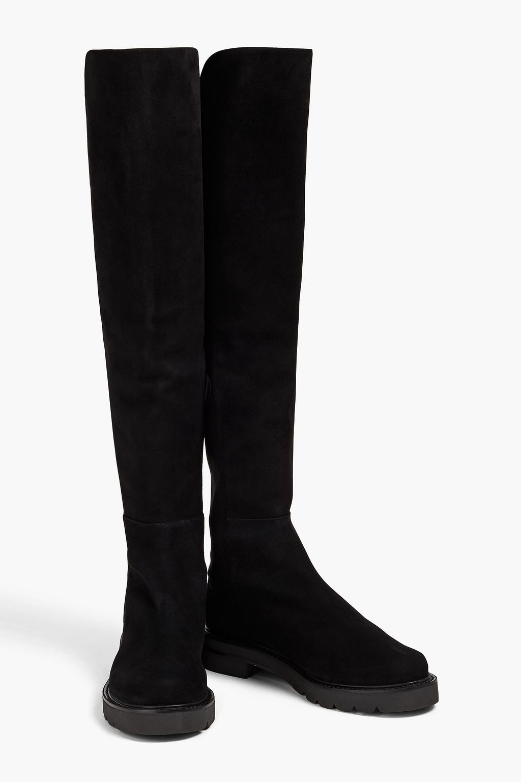 STUART WEITZMAN بوت بطول أعلى الركبة من الشامواه وميكرو ستريتش