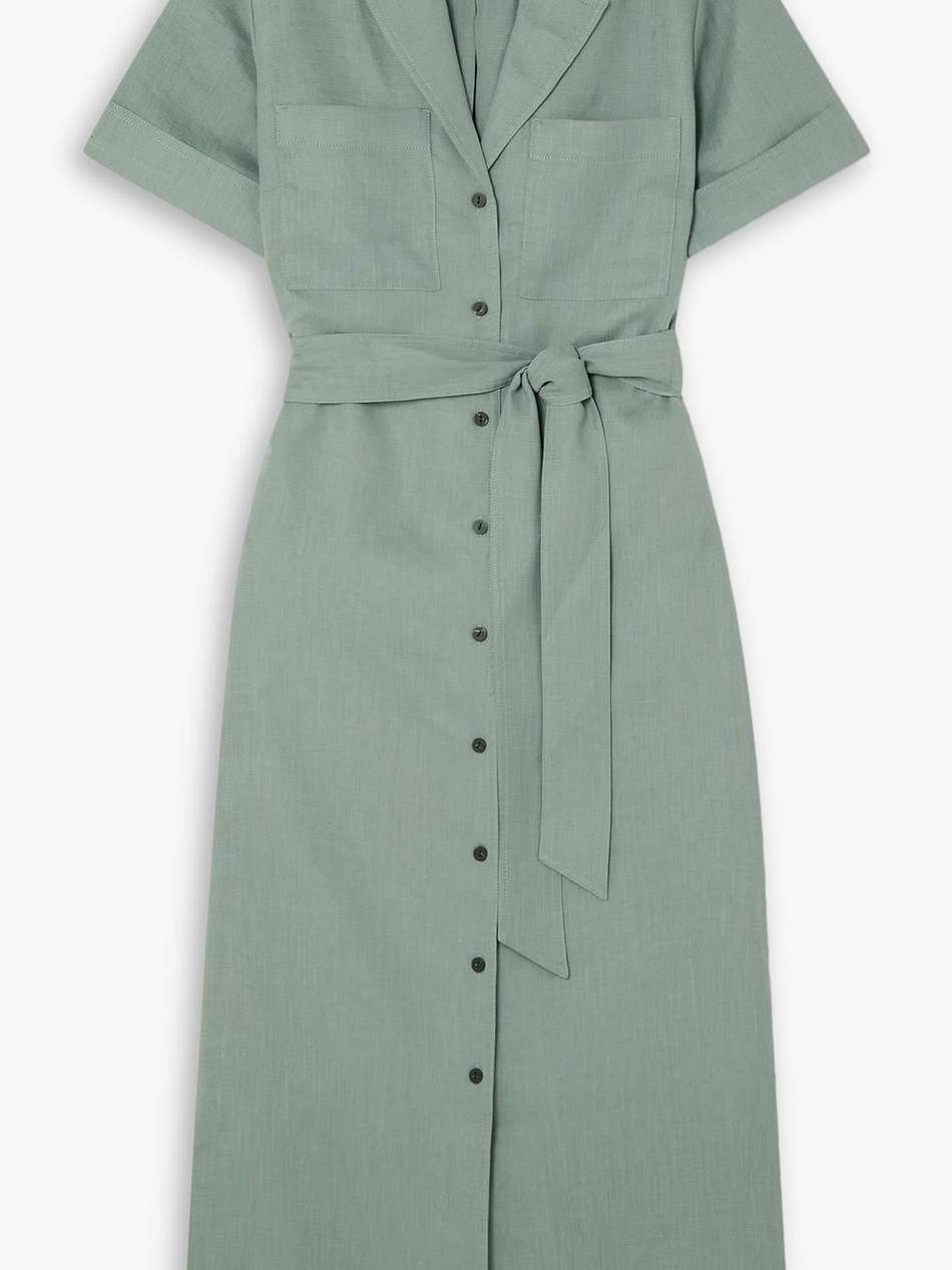 lennox belted woven midi shirt dress