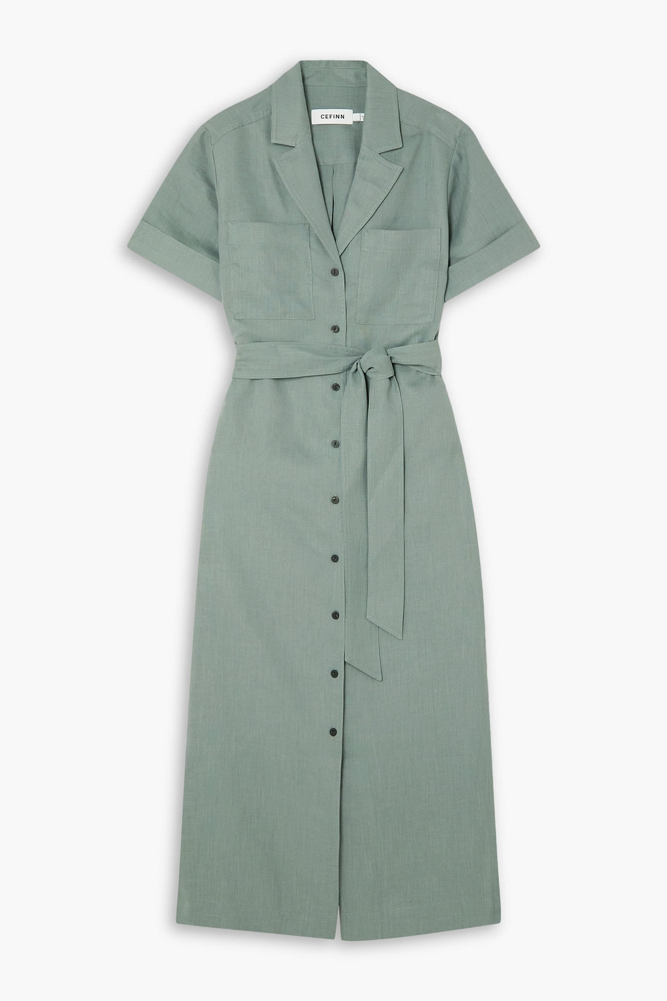 Lennox belted woven midi shirt dress