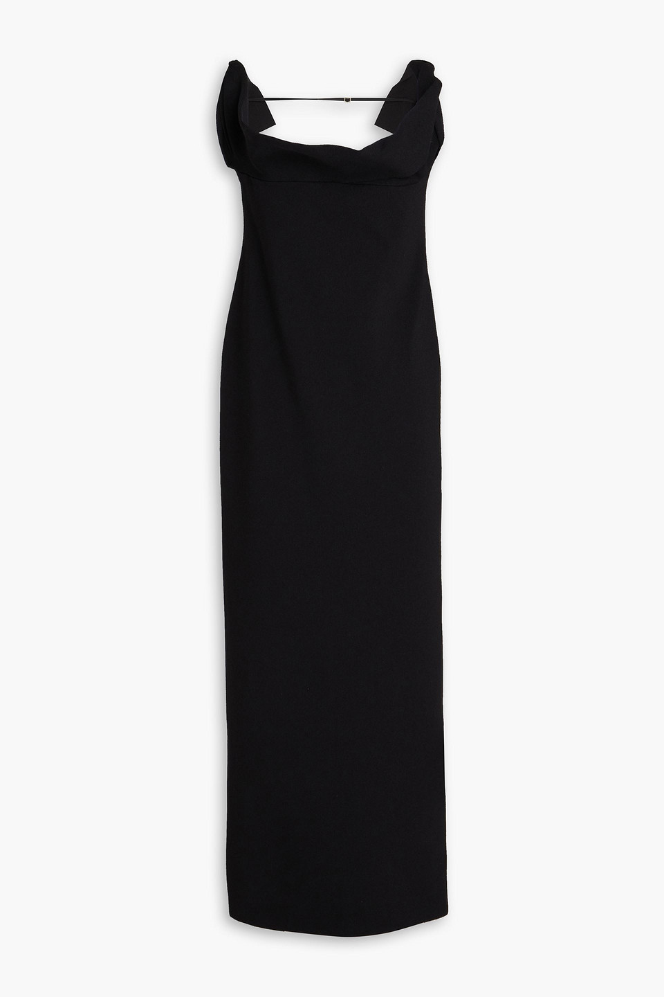 Jacquemus Fold-over Twist-front Stretch-knit Maxi Dress In Black