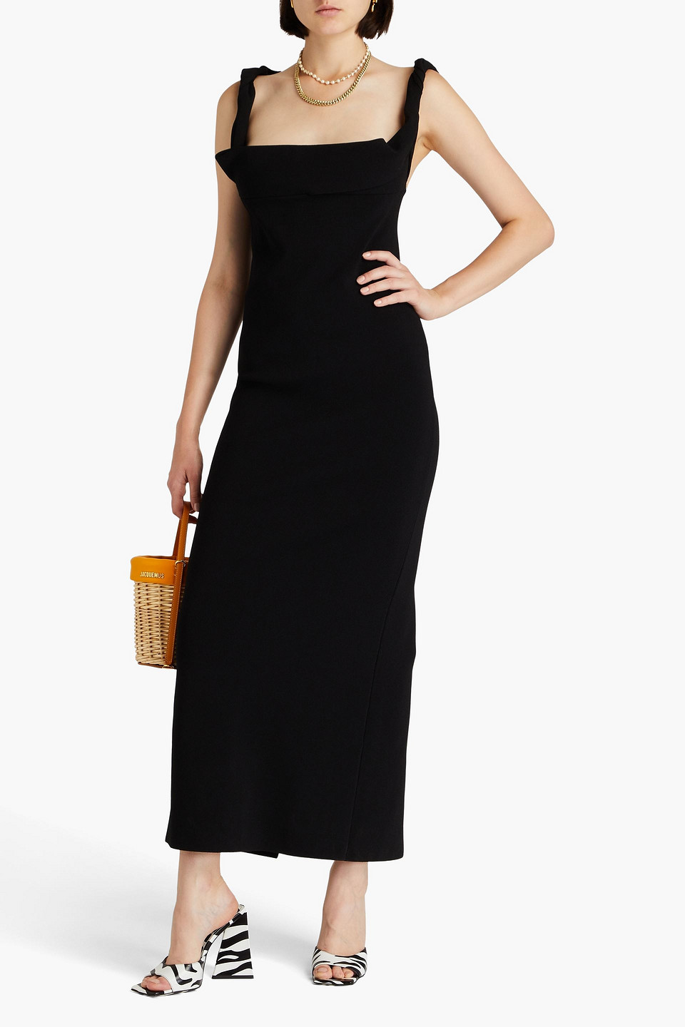 JACQUEMUS MAILLE ALCA TWISTED STRETCH-KNIT MAXI DRESS