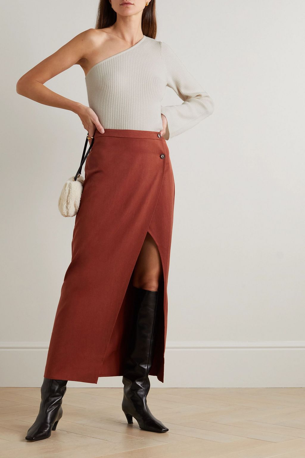 REFORMATION Santo one-shoulder ribbed cashmere sweater