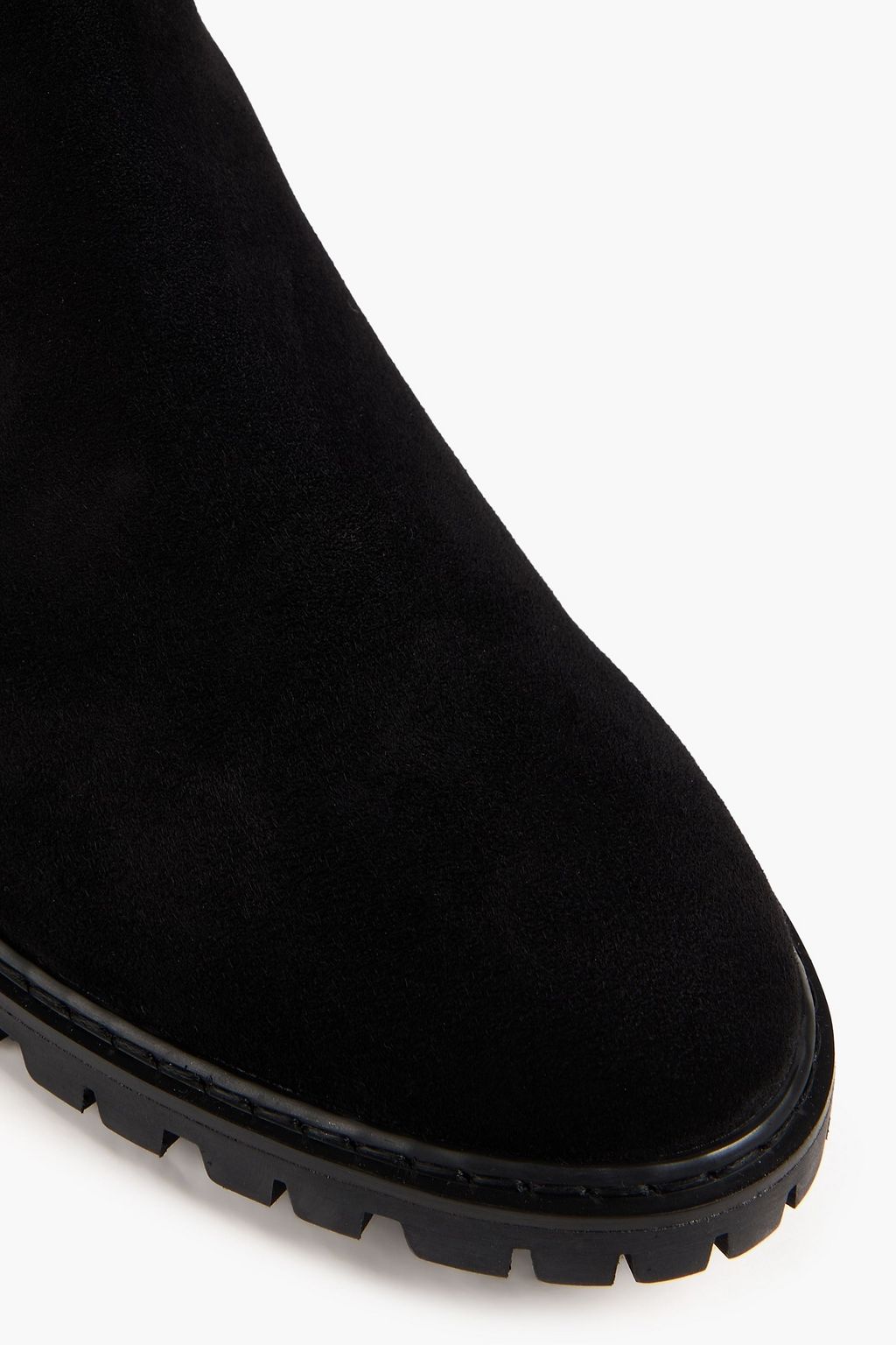 STUART WEITZMAN بوت بطول أعلى الركبة من الشامواه وميكرو ستريتش