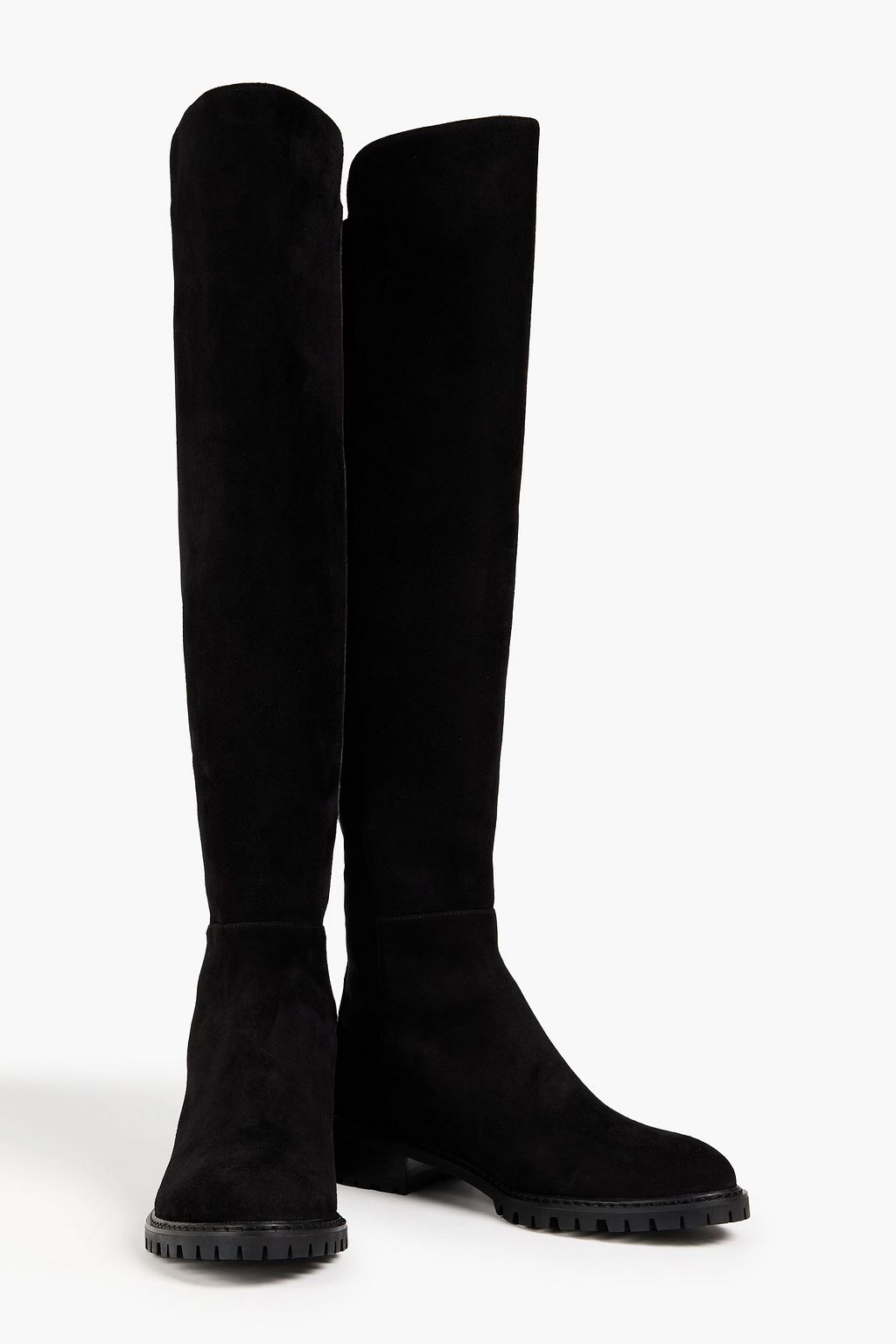 STUART WEITZMAN بوت بطول أعلى الركبة من الشامواه وميكرو ستريتش