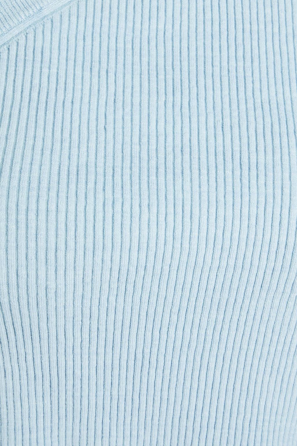 JACQUEMUS بلوزة Ascu بكتف واحدة من مزيج كتّان مضلّع
