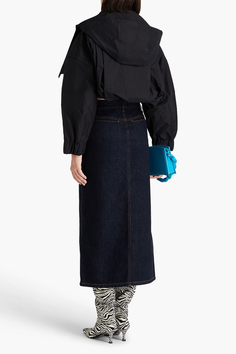 Shop Jacquemus Bead-embellished Cropped Cotton-blend Jacket In Black