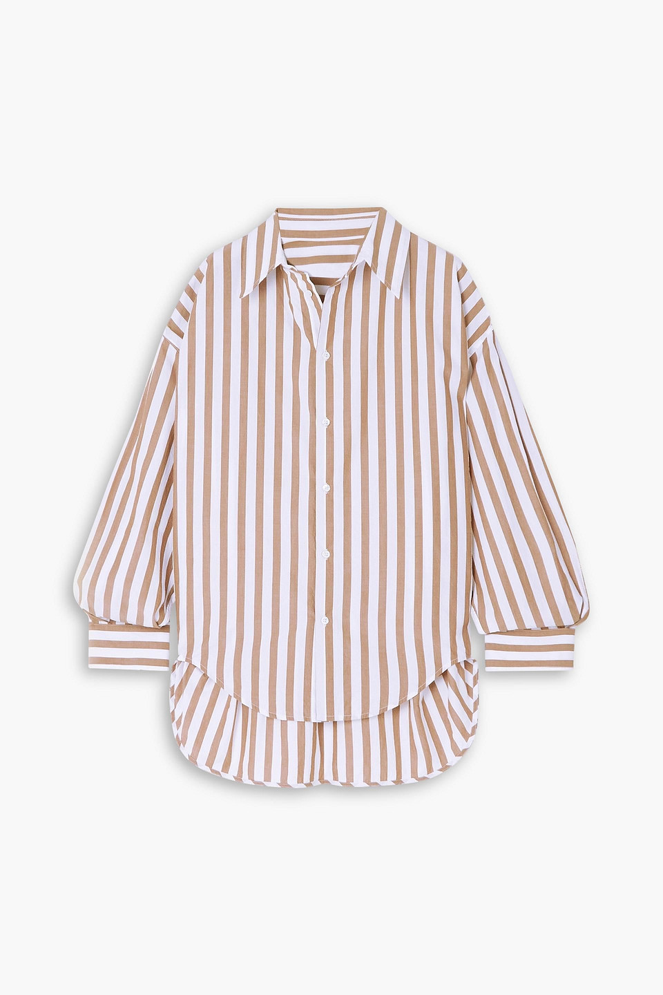 Fortela Amy Oversized Striped Cotton Shirt In Brown