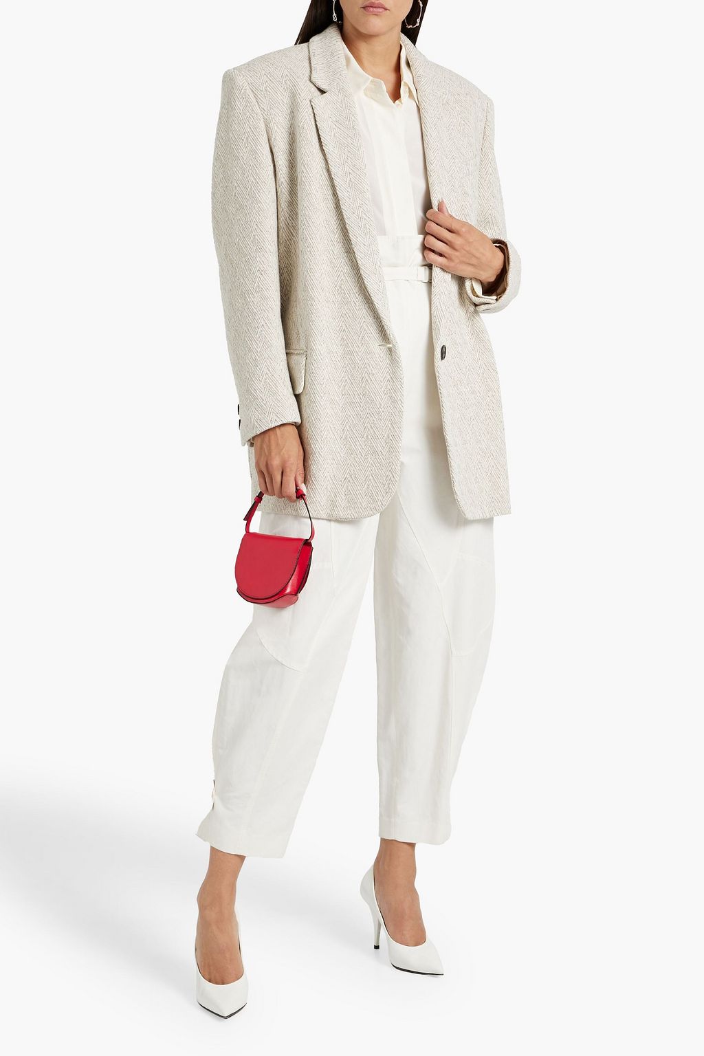 MARANT ÉTOILE Herringbone wool-blend tweed blazer