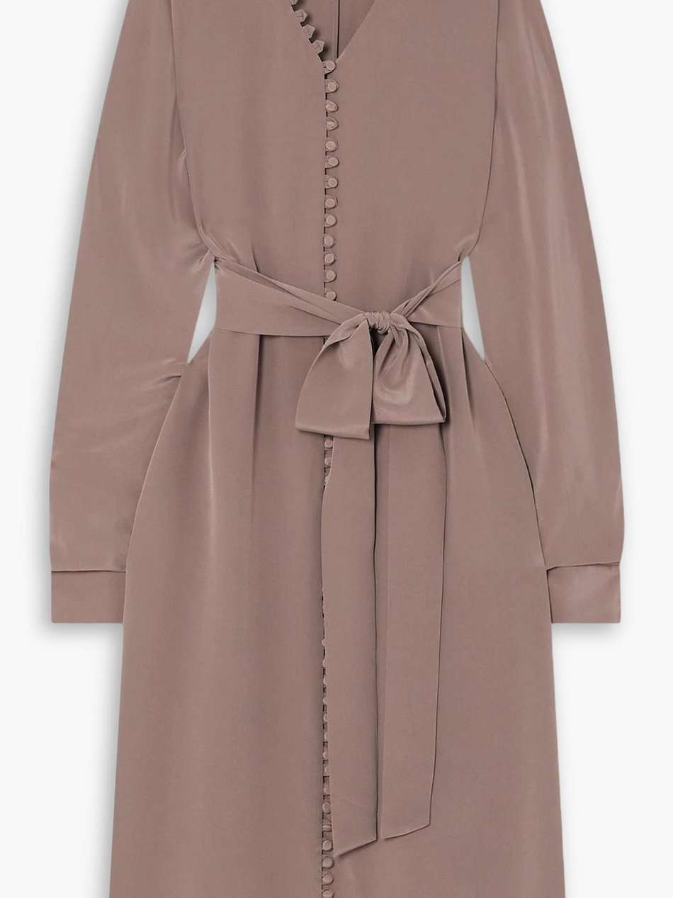 cannes belted silk-satin midi dress