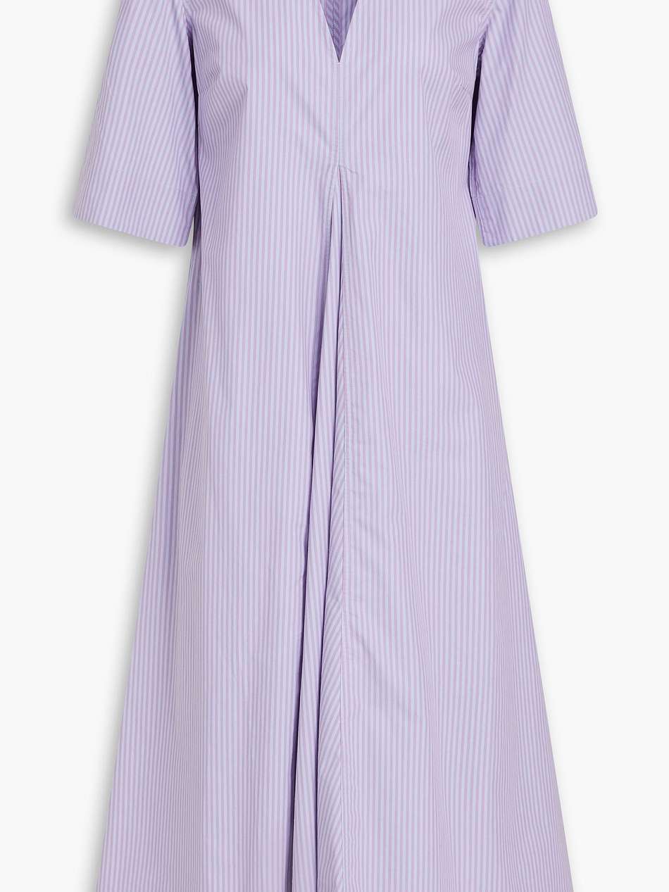 striped cotton-poplin midi dress