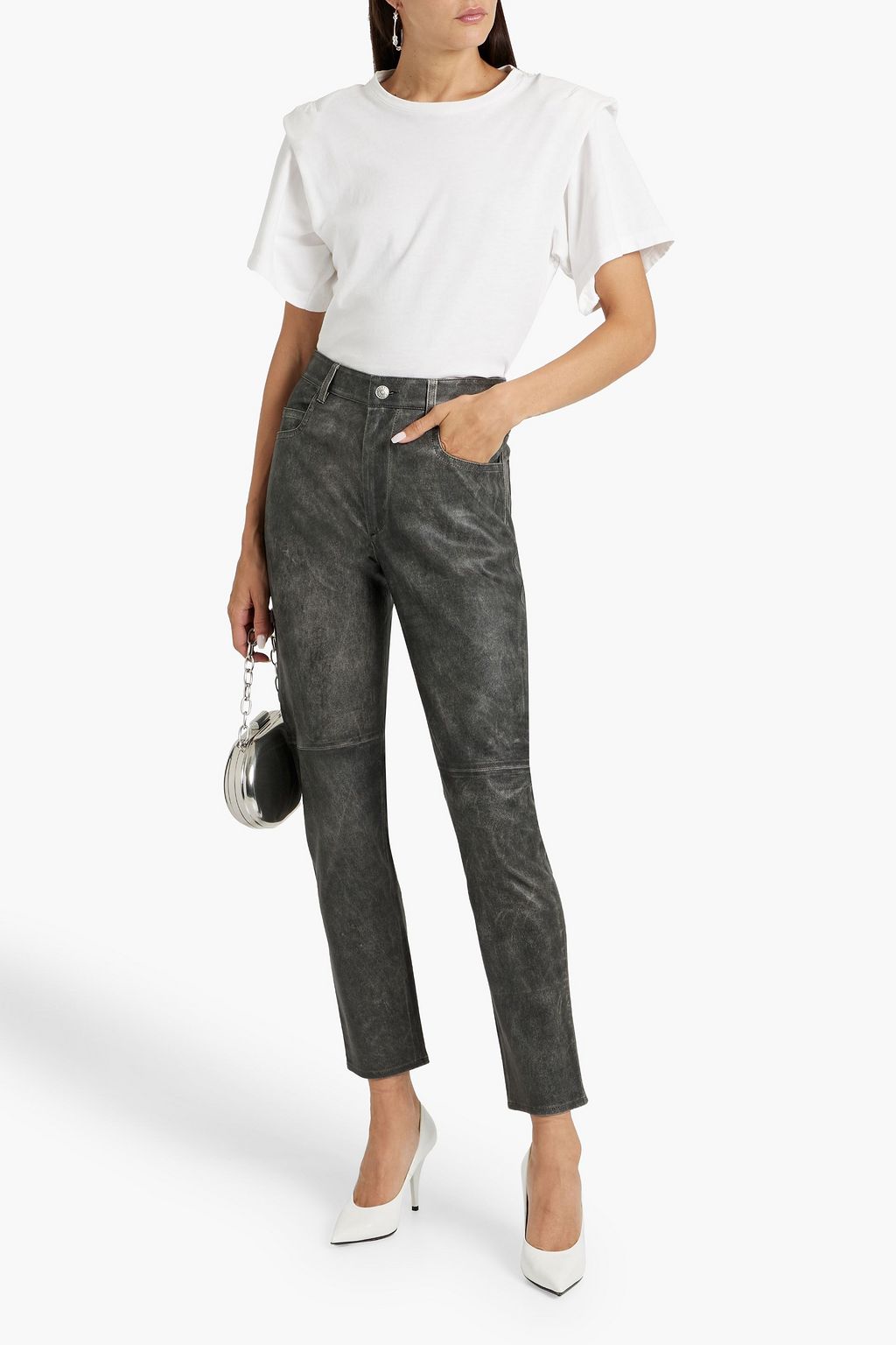 MARANT ÉTOILE Tea faded leather straight-leg pants