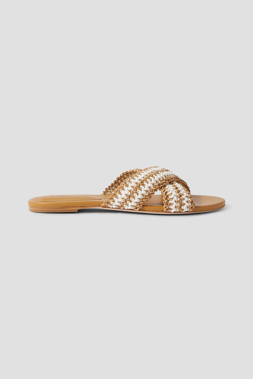 Porte & Paire Crocheted Leather Slides In White
