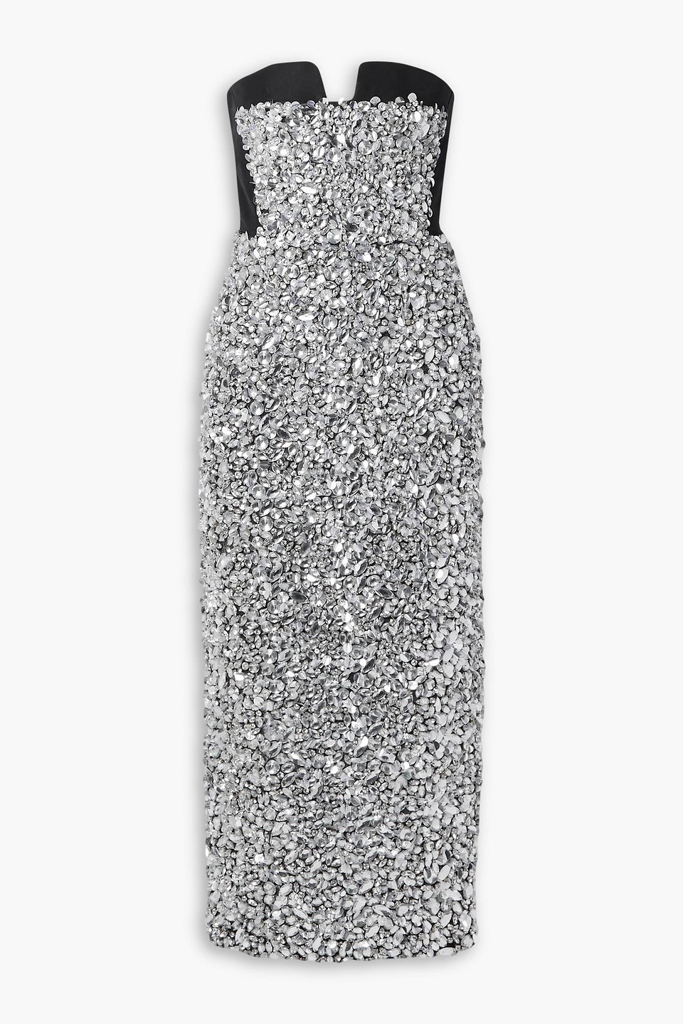 carolina herrera - strapless embellished faille midi dress - metallic - us 6