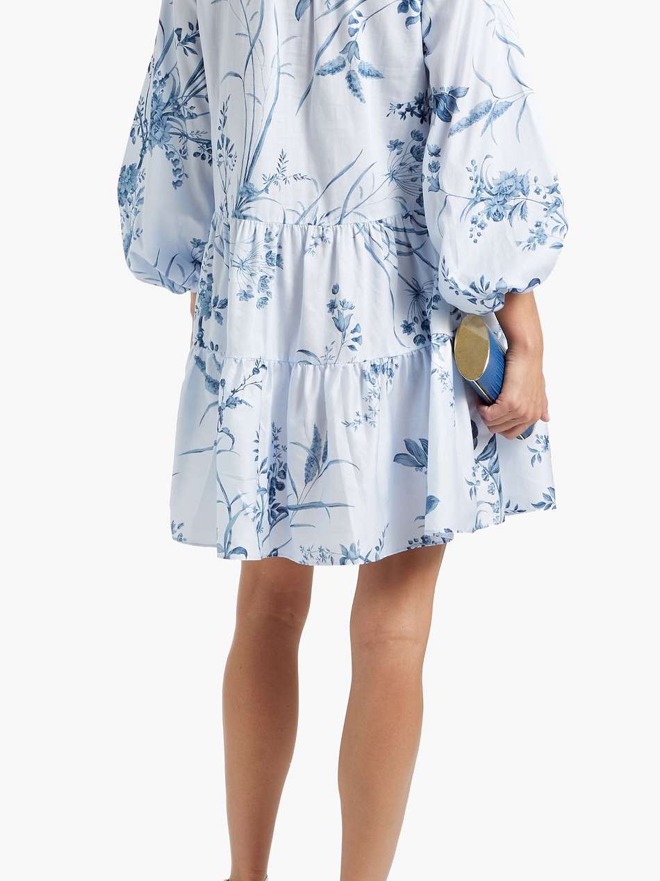 tiered floral-print cotton-voile mini shirt dress