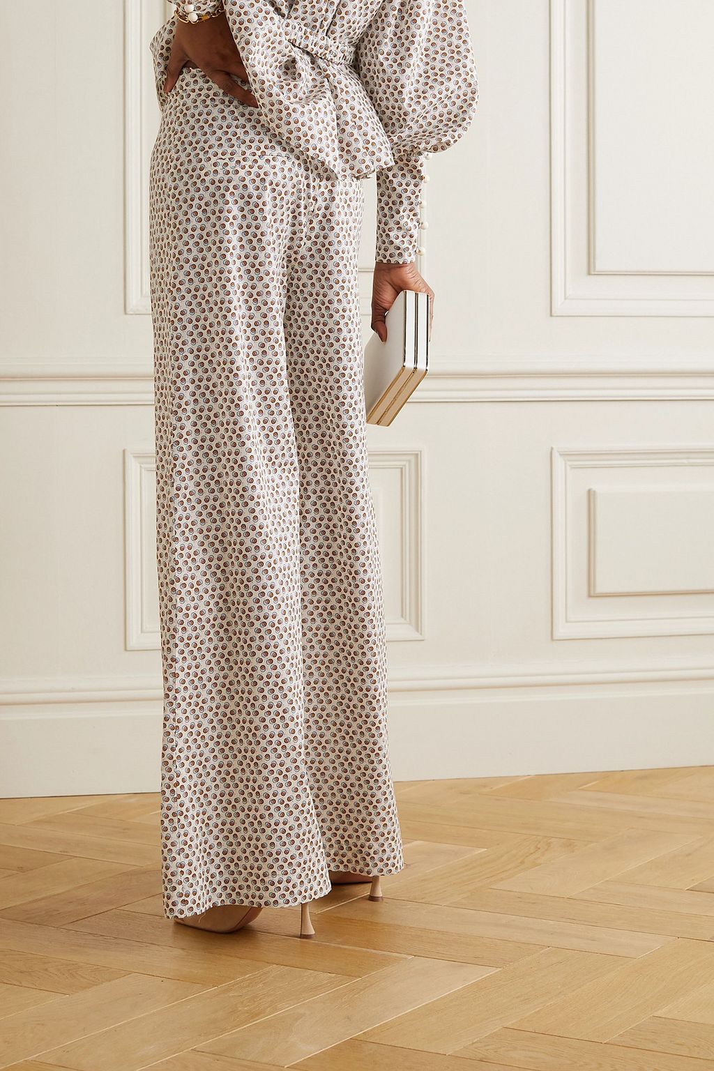 ANNA MASON Beau floral-print cotton wide-leg pants