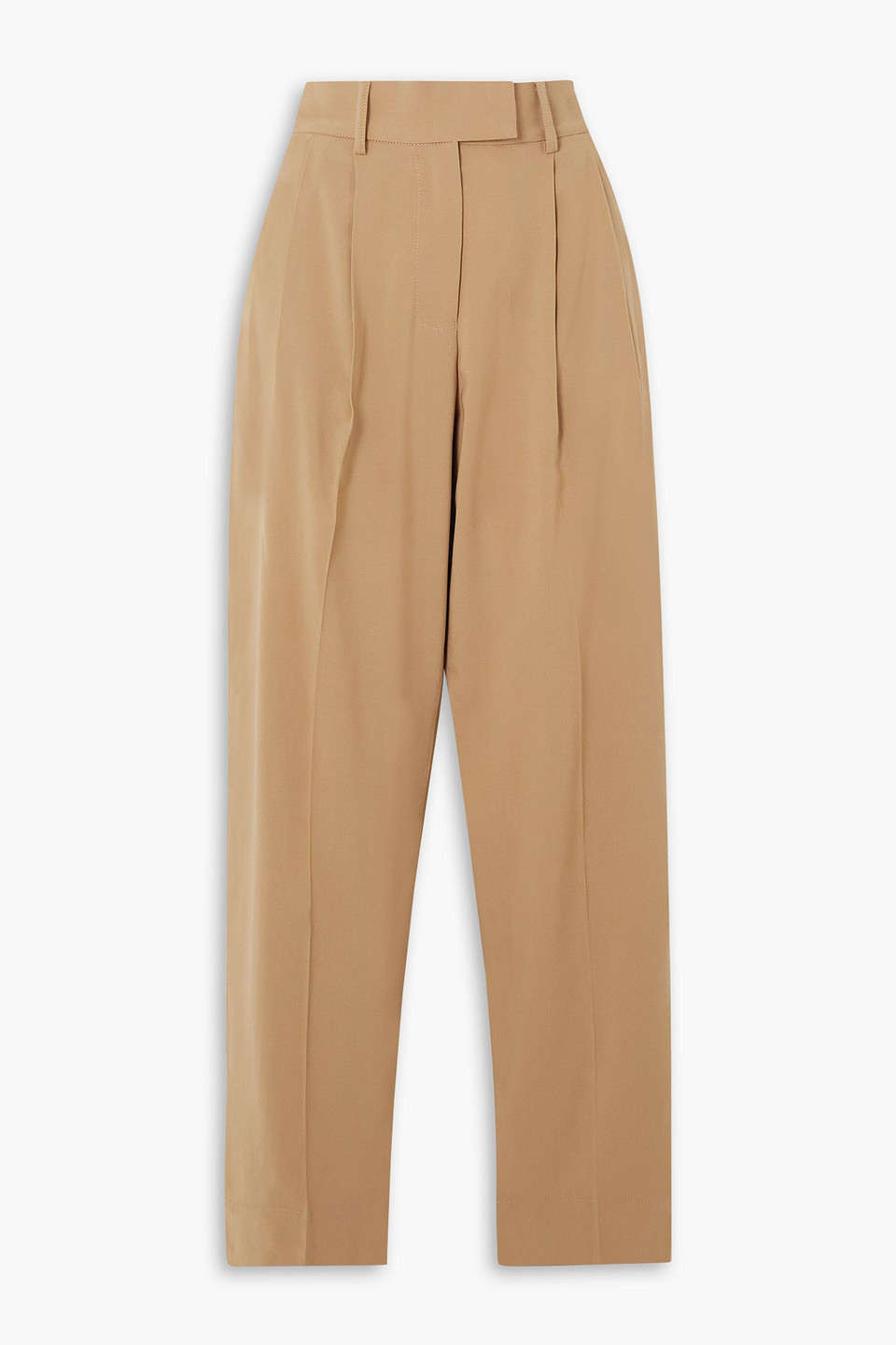 Esse Studios Classico Pleated Wool Straight-leg Pants In Camel