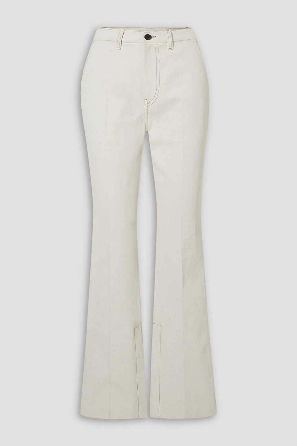 Lvir Topstitched High-rise Flared Jeans In Ecru