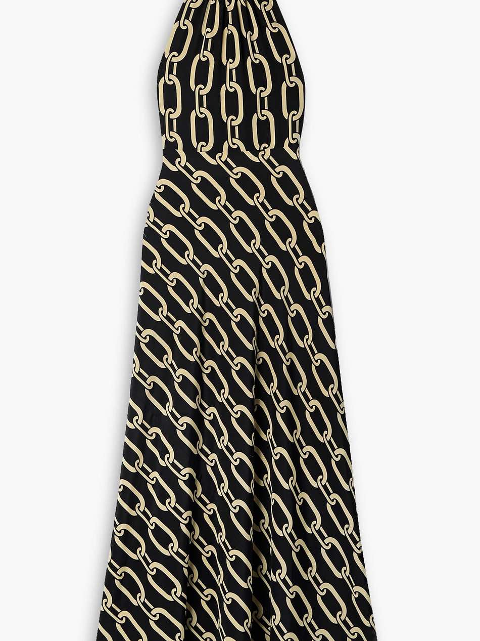 florie printed silk halterneck maxi dress