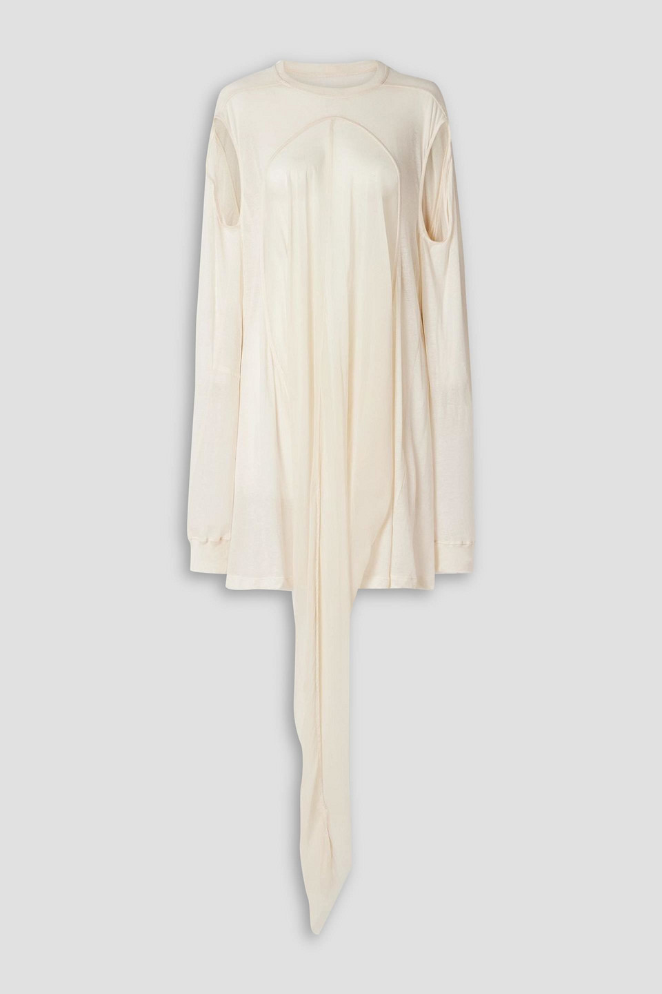 rick owens - drain t paneled cotton-jersey and crepe de chine top - white - it 40