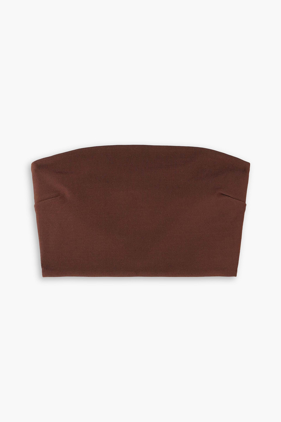 Esse Studios Strapless Cropped Ribbed Stretch-knit Top In Chocolate