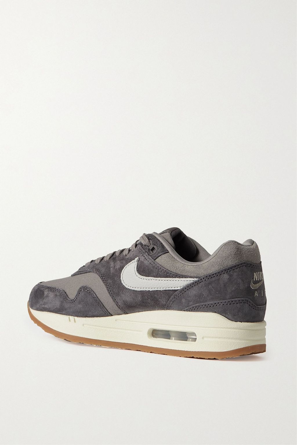 NIKE حذاء سنيكرز Air Max 1 Crepe من الكنفا وجلد السويد بحواف من الجلد النافر