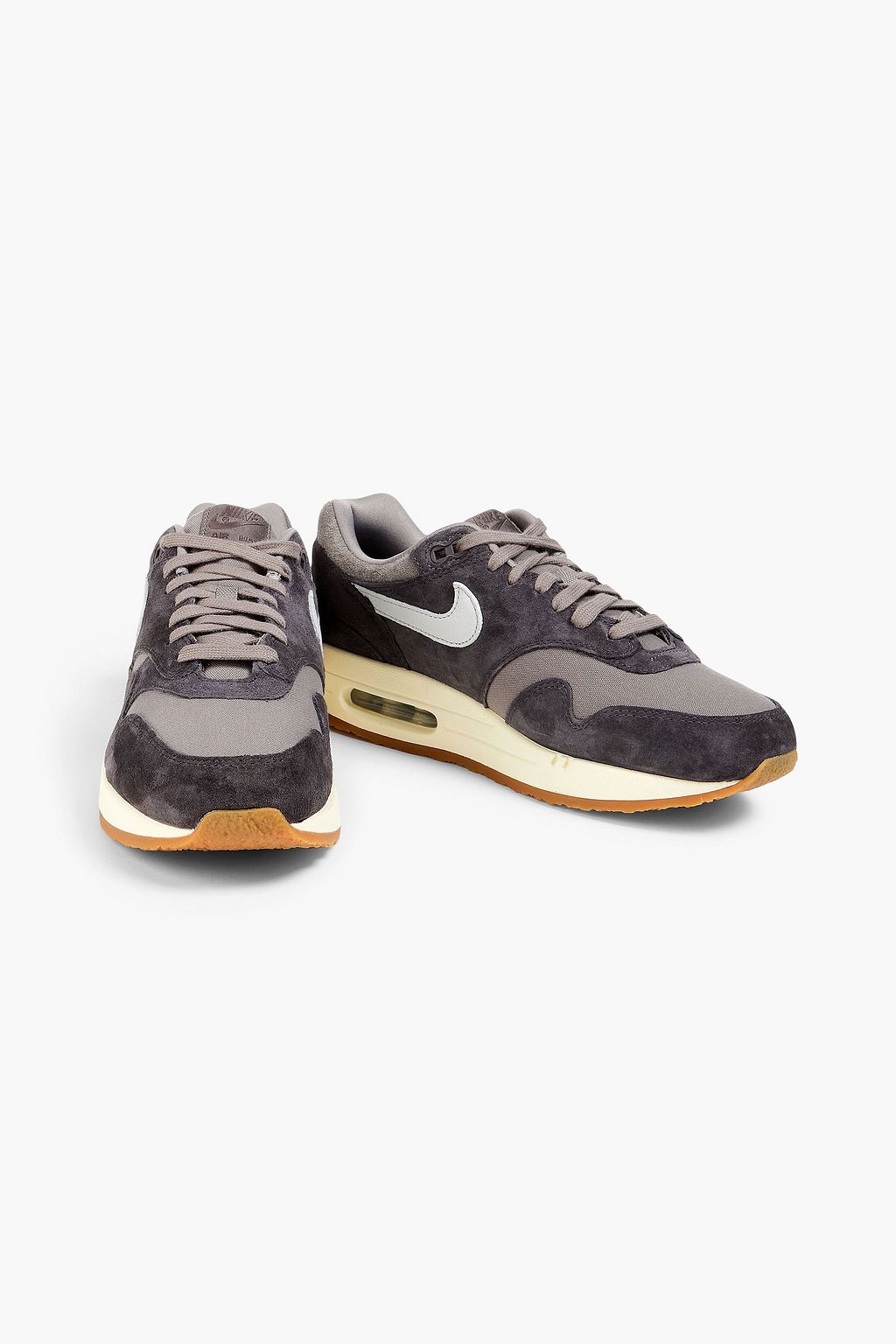 NIKE حذاء سنيكرز Air Max 1 Crepe من الكنفا وجلد السويد بحواف من الجلد النافر