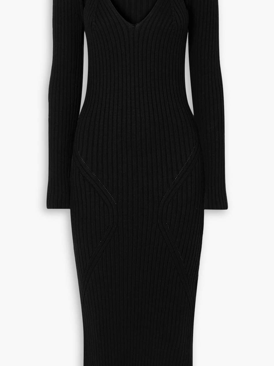 ribbed-knit midi dress and cardigan set