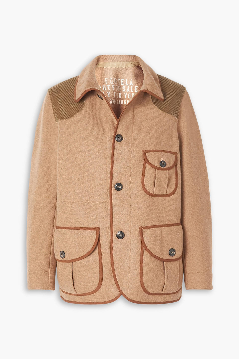 Fortela Bess Corduroy-trimmed Wool-blend Jacket In Camel