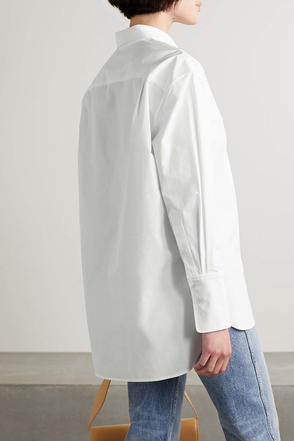 NILI LOTAN Blanche ribbed cotton-poplin shirt