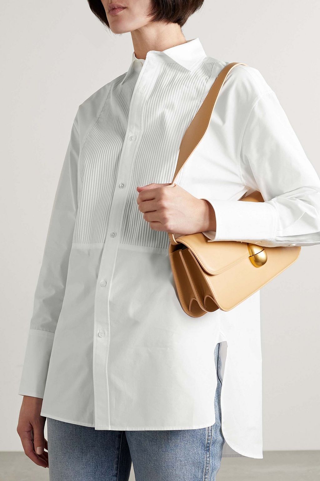 NILI LOTAN Blanche ribbed cotton-poplin shirt