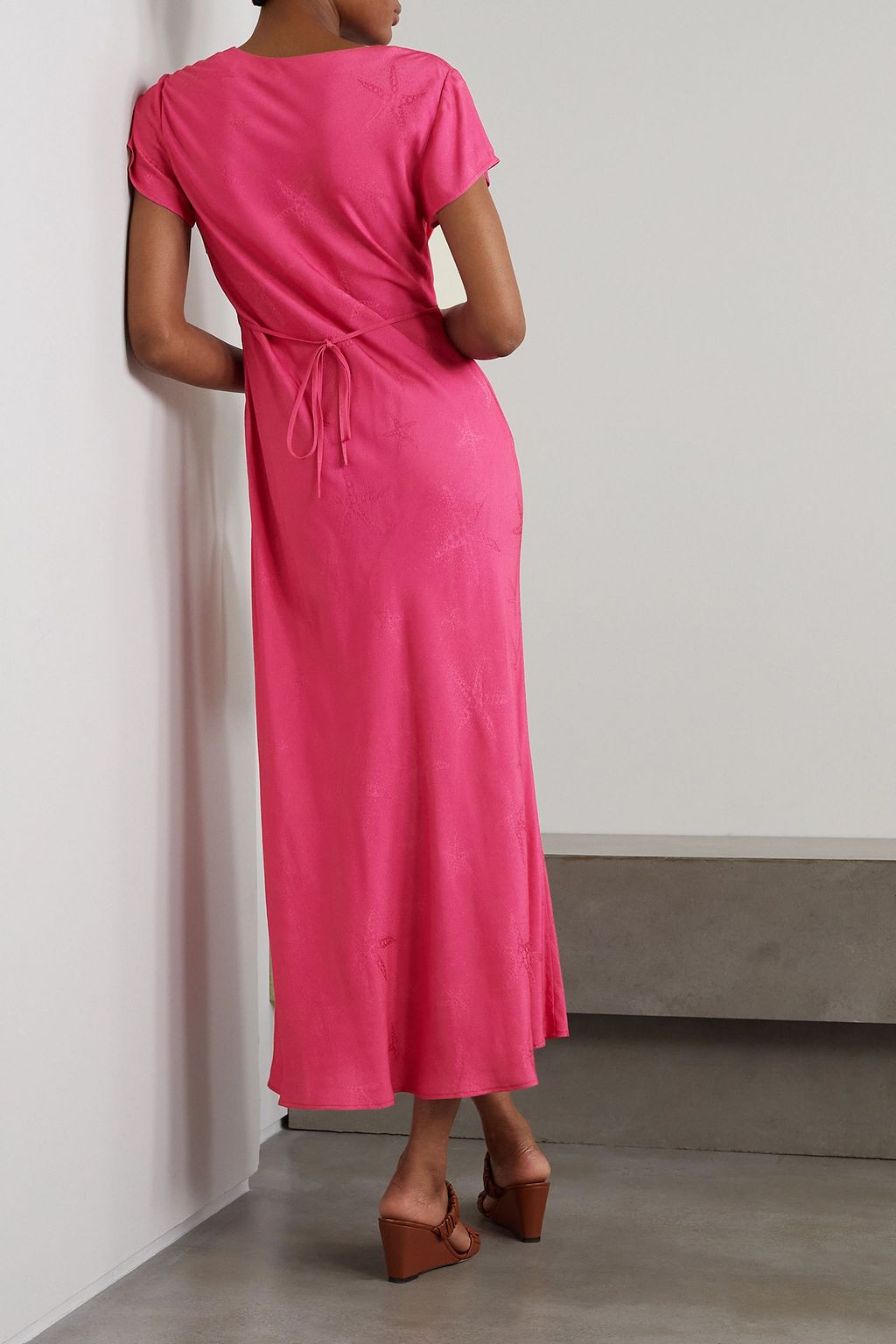 RIXO Clarissa satin-jacquard midi dress