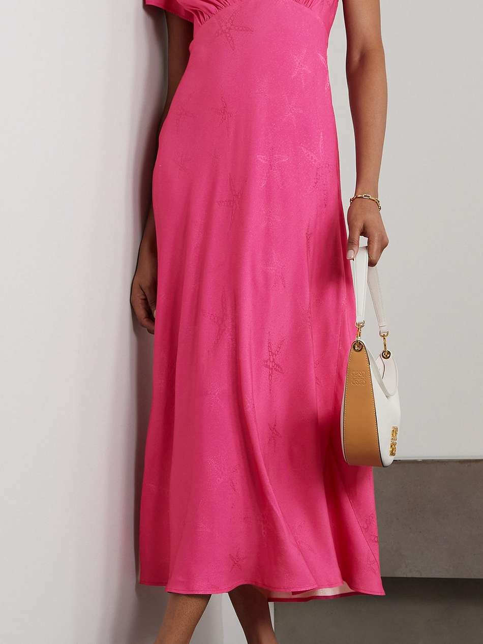 clarissa satin-jacquard midi dress
