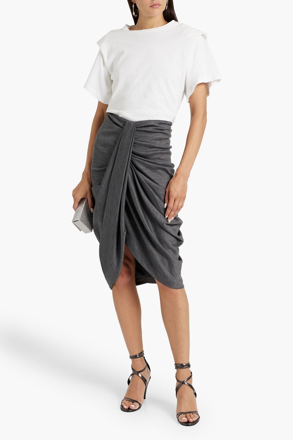 ISABEL MARANT Datisca draped wool-jersey midi skirt