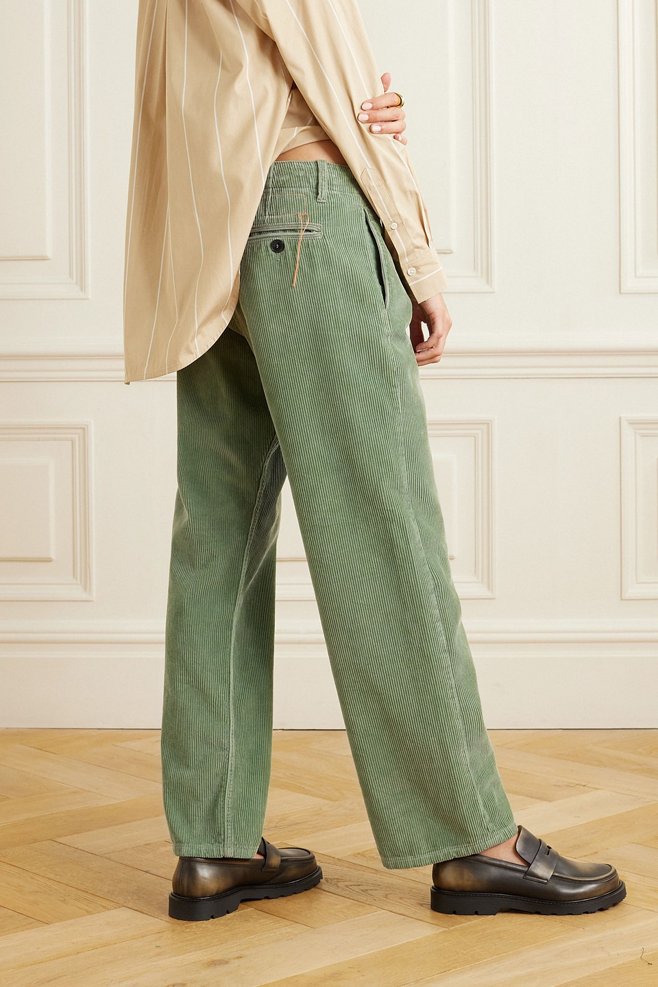 Fortela Jamie Cotton-corduroy Straight-leg Pants In Mint
