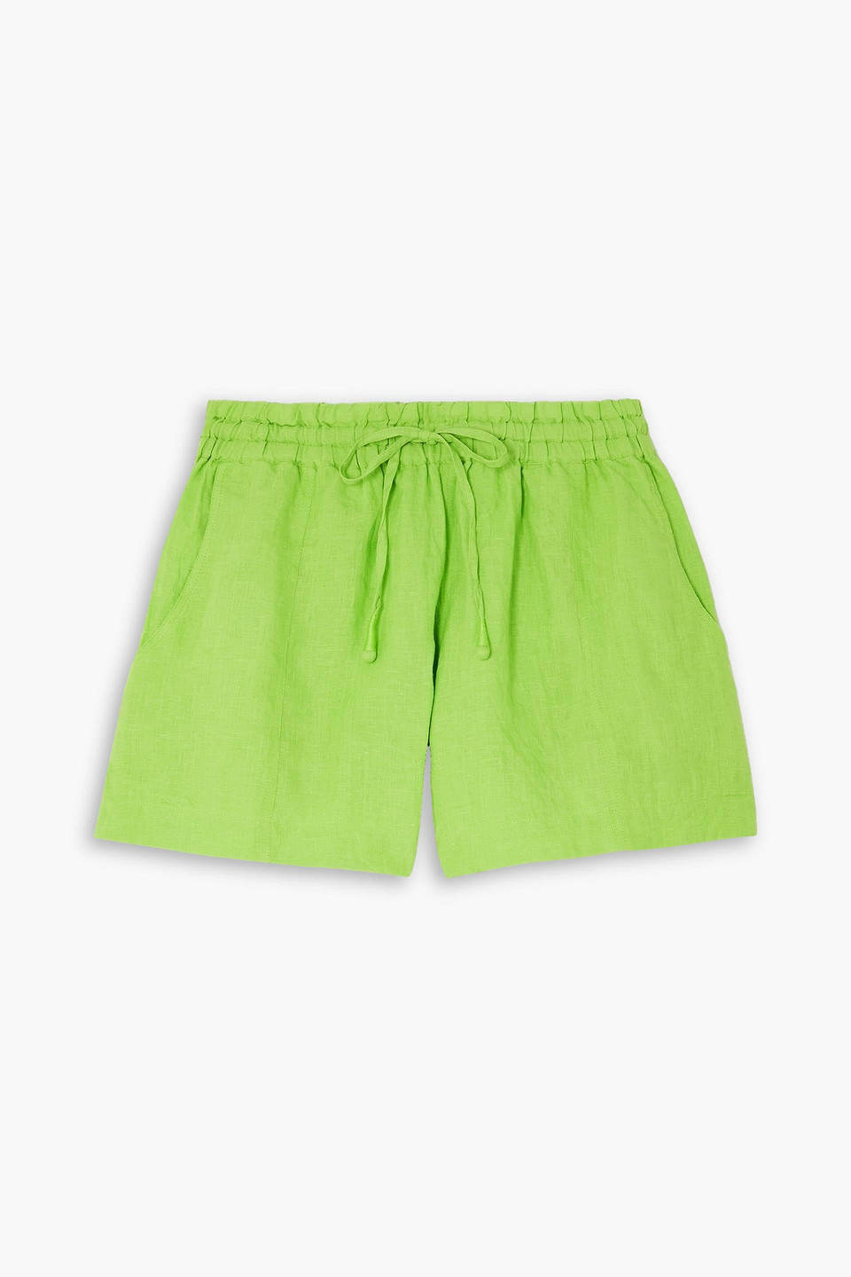 Apiece Apart Trail Linen Shorts In Lime Green