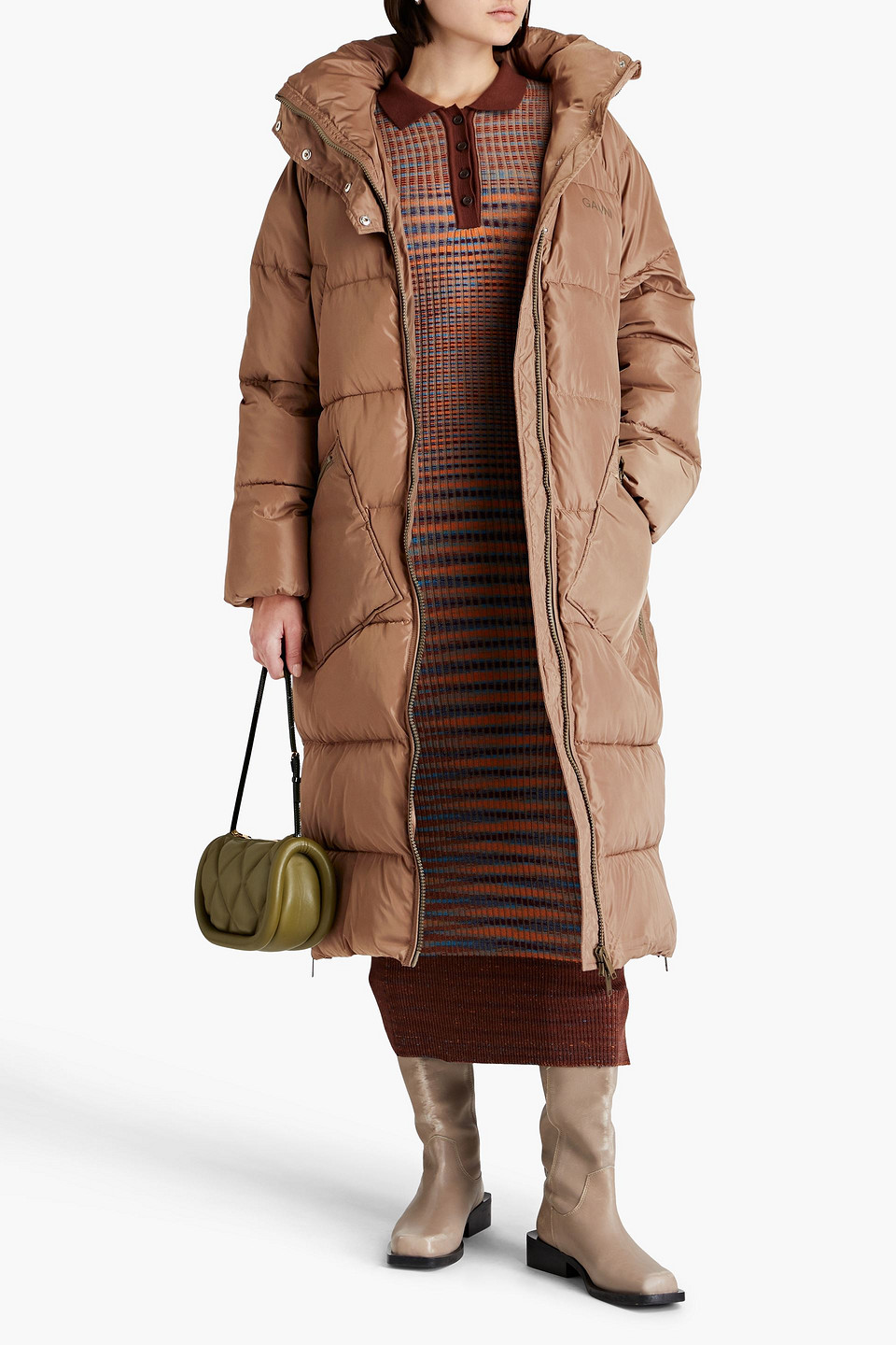  Ganni - Quilted Shell Coat - Neutral - S/m 