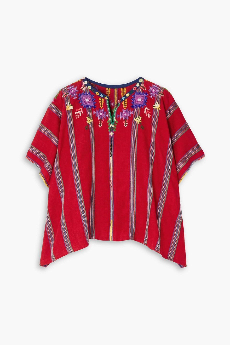 fortela - giti embellished embroidered cotton top - red - it 42