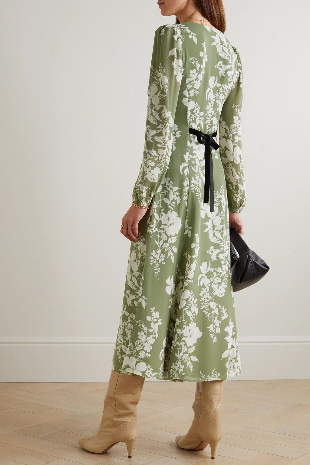 REFORMATION Brogan Midikleid aus Crêpe de Chine mit Blumenprint