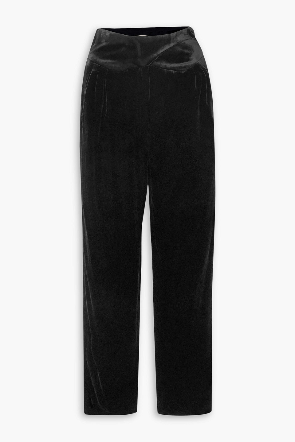 Blazé Milano Afterglow Velvet Cropped Pants In Black