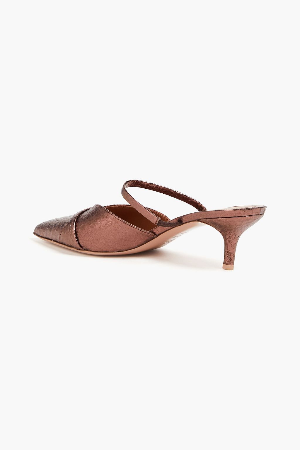 MALONE SOULIERS حذاء ميول Frankie من الجلد بلون معدني وبكعب مقاس 45