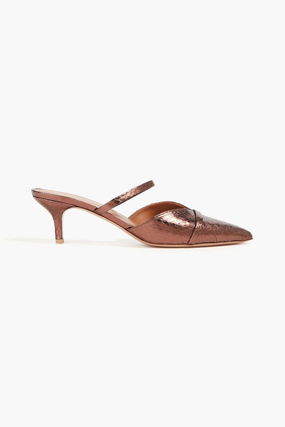 Malone Souliers Frankie Metallic Snake-effect Leather Mules In Bronze